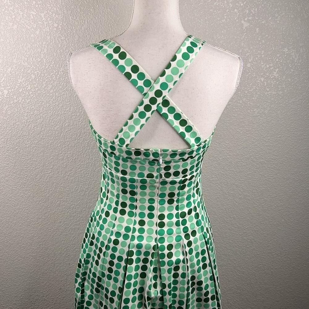 Calvin Klein Green Large Polka Dot Classic Fit & Flare Summer Dress Size 4 - Picture 4 of 7